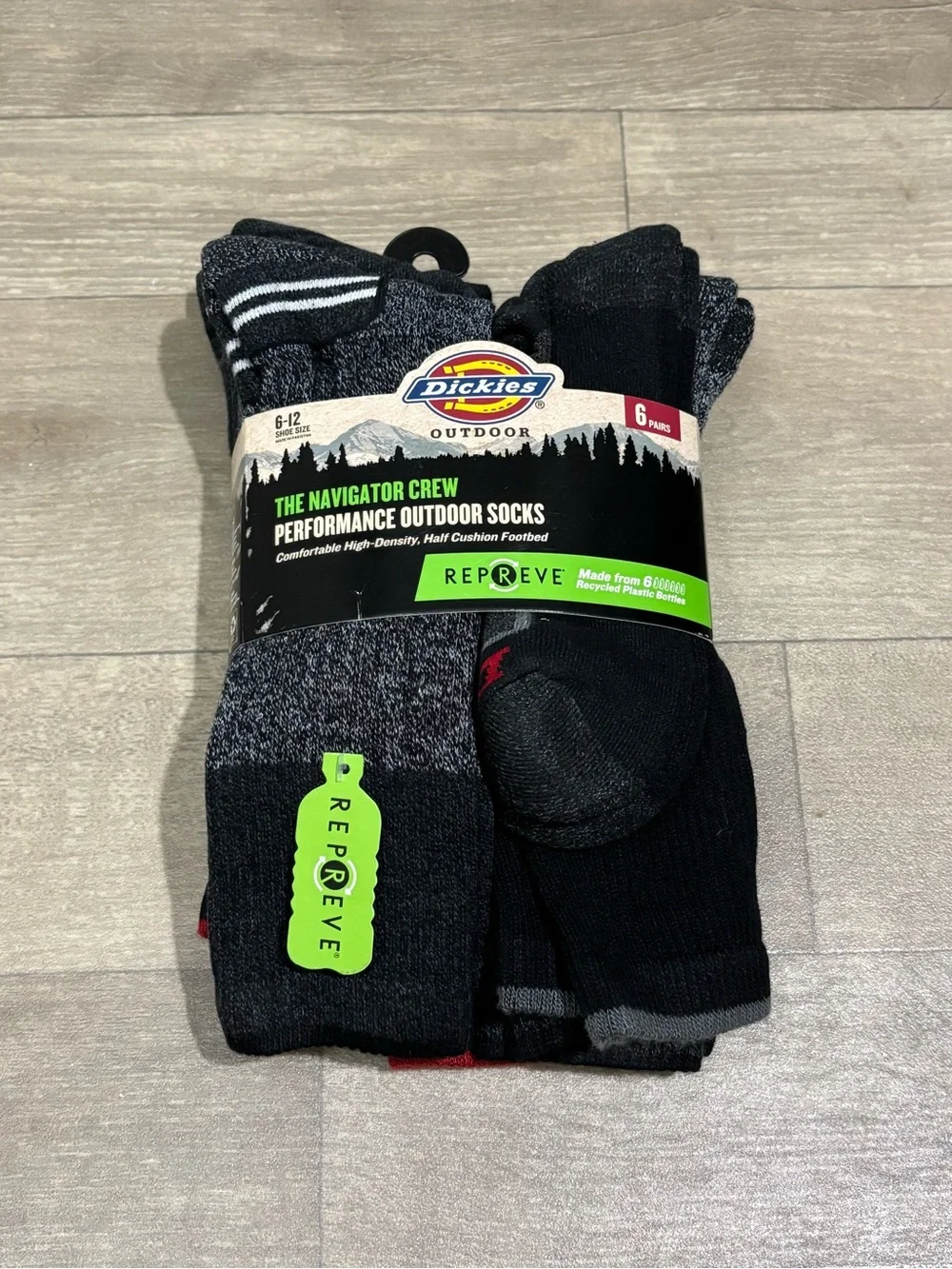 Dickies The Navigator Crew Performance Outdoor Men’s Socks 6 Pairs Size 6-12